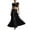 Black, variant on Lace Panel Ribbed Knit Maxi Dress Set, Short Sleeve Cutout Waist Tiered Ruffle Skirt, Grey Black Elegant Evening Outfit, 2 Piece, XS-S-M-L-XL-XXL Plus Size Friendly