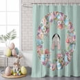 thumbnail image 6 of Shower Curtain for Bathroom Easter Bunny Colorful Egg Waterproof Bath Curtains Shower Curtains with Hooks,Pastoral Flower Rabbit Wood Plank Bathroom Curtain Privacy Drapes for Bathtubs Toilet 72x72in, 6 of 9