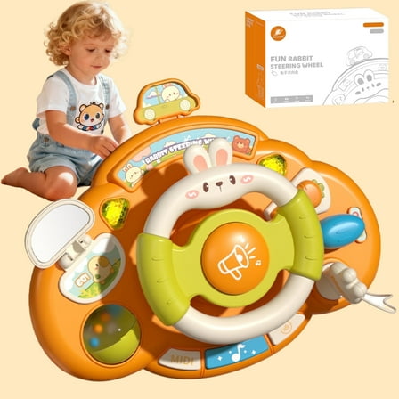 Baby Toys, Baby Activity Station - Turn and Learn Driver with Music & Lights – Sensory Activity Center – Developmental Toys for Babies, Infants – Baby Musical Toys for 6  Months Boys Girls