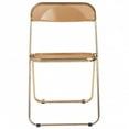 thumbnail image 3 of LeisureMod Lawrence Modern Acrylic Folding Chair With Gold Metal Frame Set of 2 in Tangerine, 3 of 11
