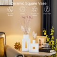 thumbnail image 2 of Modern White Ceramic Vase 2Pcs Rectangle Square Flower Vases Minimalism Style Decorative Vase, 2 of 7