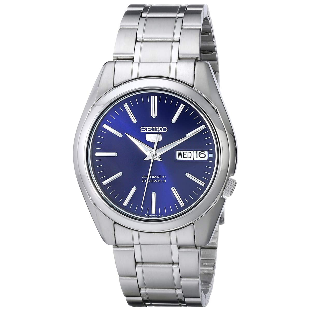 Seiko Men's SNKL43 5 Automatic Stainless Steel Bracelet Blue Dial Watch ...