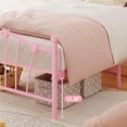 thumbnail image 5 of Tamaño individual metal cama frames para para niños con cabecero y footboard, heavy duty slats support in rosa, 5 of 5