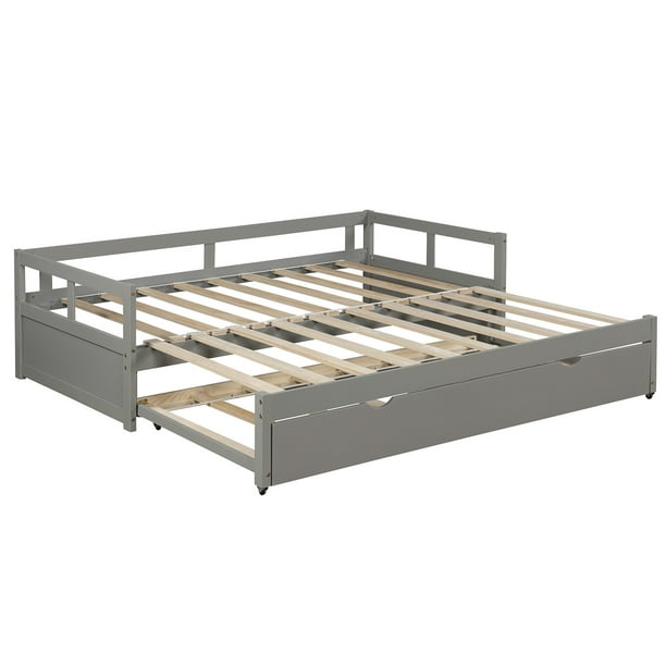 King Size Foldable Bed Wooden Daybed, Handy Living Bed Frame King Size