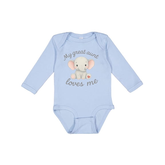 Inktastic My Great Aunt Loves Me Elephant Boys or Girls Long Sleeve Baby Bodysuit