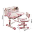 thumbnail image 4 of Kids Functional Desk and Chair Set, Height Adjustable Children School Study Table Chair Set with Cartoon Pattern, Ergonomic Desk Chair with Large Writing Board, Bookshelf and Book Bucket (Pink, Blue), 4 of 7