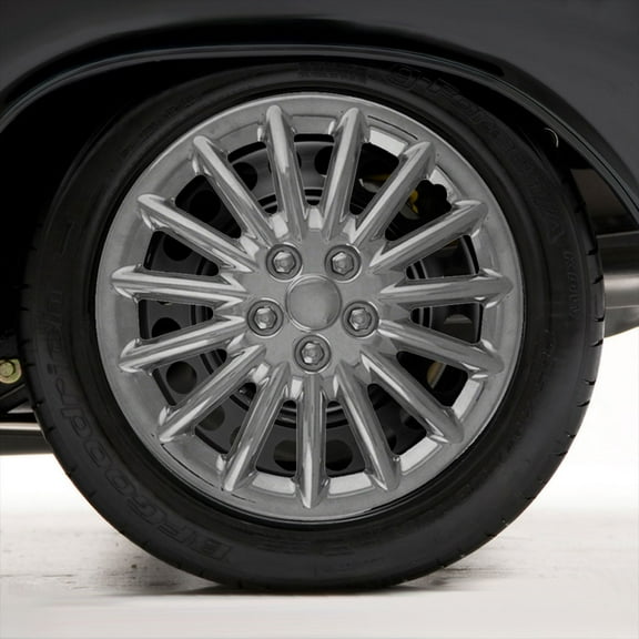 Set of Four 17" Chrome ABS 15 Spoke Hubcap Wheel Covers (Push-on)