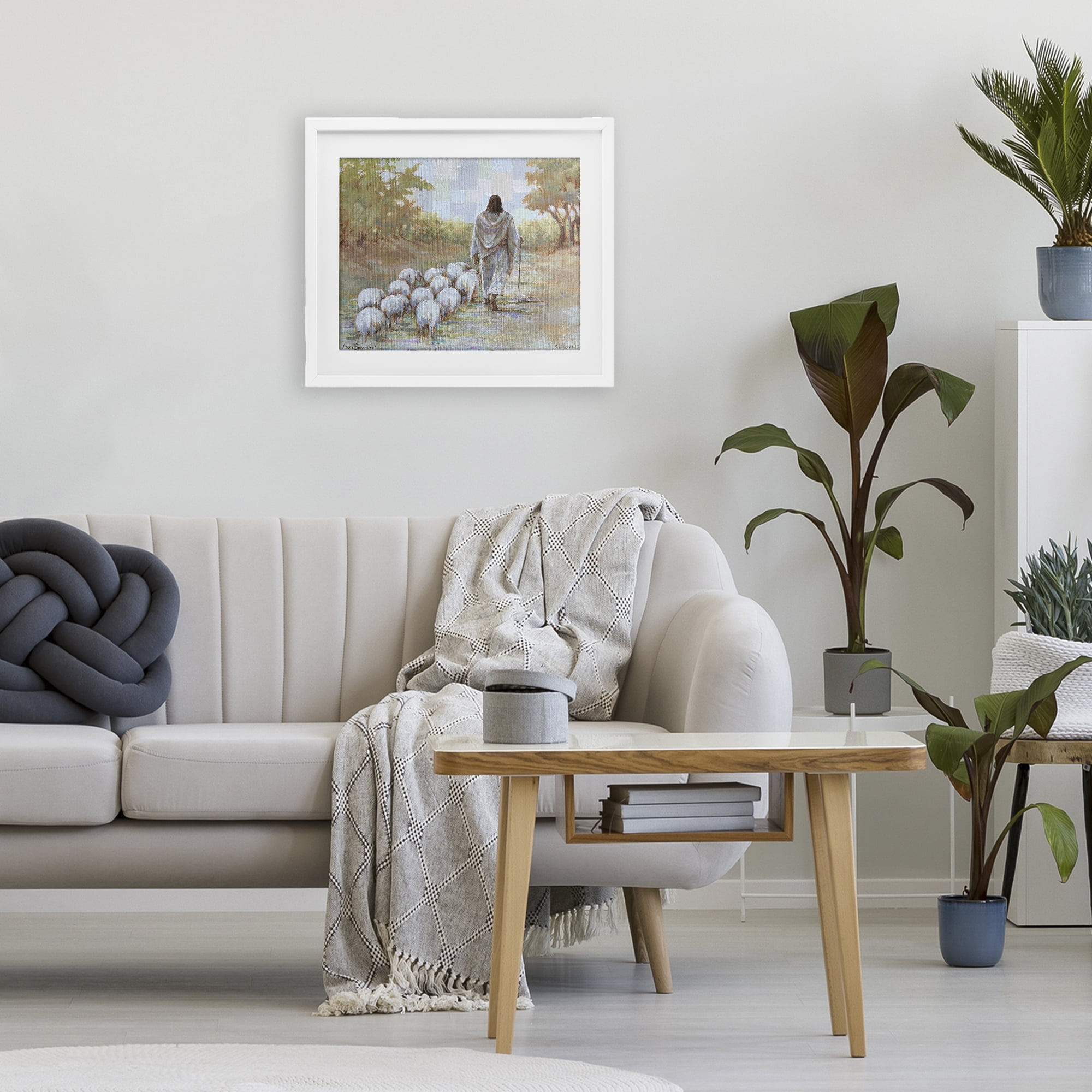 Stupell Industries Lead On Good Shepherd White Framed Print Under Glass, design by Linda Sperruzzi