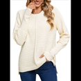thumbnail image 1 of Suéter de Punto Acanalado con Cuello Redondo para Mujer, Moda de Otoño, Suéter Holgado de Larga con de Murciélago y Abertura Lateral Crema XL, 1 of 9
