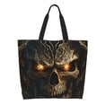 thumbnail image 1 of Fotbe Metal Evil Skull Bolsa Tote Estética de Lona con Estampado para Mujer - Bolsa Reutilizable de Hombro Casual para Vacaciones, Compras, Trabajo y Gimnasio, 1 of 8