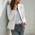 thumbnail image 6 of Maqroz Napoleon Jacket for Womens Stand Collar Long Sleeve Double Breasted Outerwear Gold Decor Buttons Tailored Structured Dressy Jacket for Evening Occasions, 6 of 7