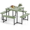 thumbnail image 2 of Costway Picnic Table Bench Set for 4-8 People with Umbrella Hole All-Weather HDPE Tabletop Green, 2 of 11