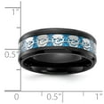 thumbnail image 4 of Auriga Fine Jewelry Stainless Steel Black IP-plated Skulls with Blue Carbon Fiber Inlay 8mm Band Size 12.5, 4 of 7