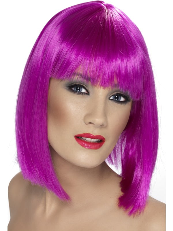 Blunt with Fringe Adult Womens Smiffys Fancy Dress Costume Lilac Glam Wig Short 
