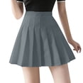 thumbnail image 2 of Women's Solid Color Pleated Tennis Skirt, High Waist Stretchy Athletic Skirt with Built-in Shorts for Yoga, Running, Gym Workouts and Casual Sports Wear,Gray-8,XS, 2 of 6