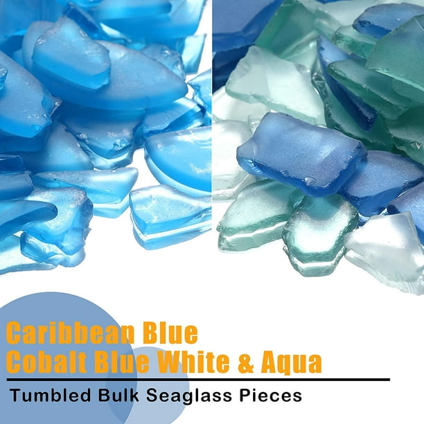 Sea Glass for Crafts Tumbled Decor Bulk Seaglass Pieces Bulk 16OZ for Beach  Wedding DIY Crafting Vase Filler Cobalt Blue Aqua Frosted White Cobalt Blue  Aqua & Frosted White