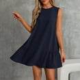 thumbnail image 1 of Meichang Robes d'Été pour Femmes 2025 Robes Fluides Évasées Sans Manches Col Rond Ourlet à Volants Robes Mini Unies Coupe Ample Robe Décontractée, 1 of 9