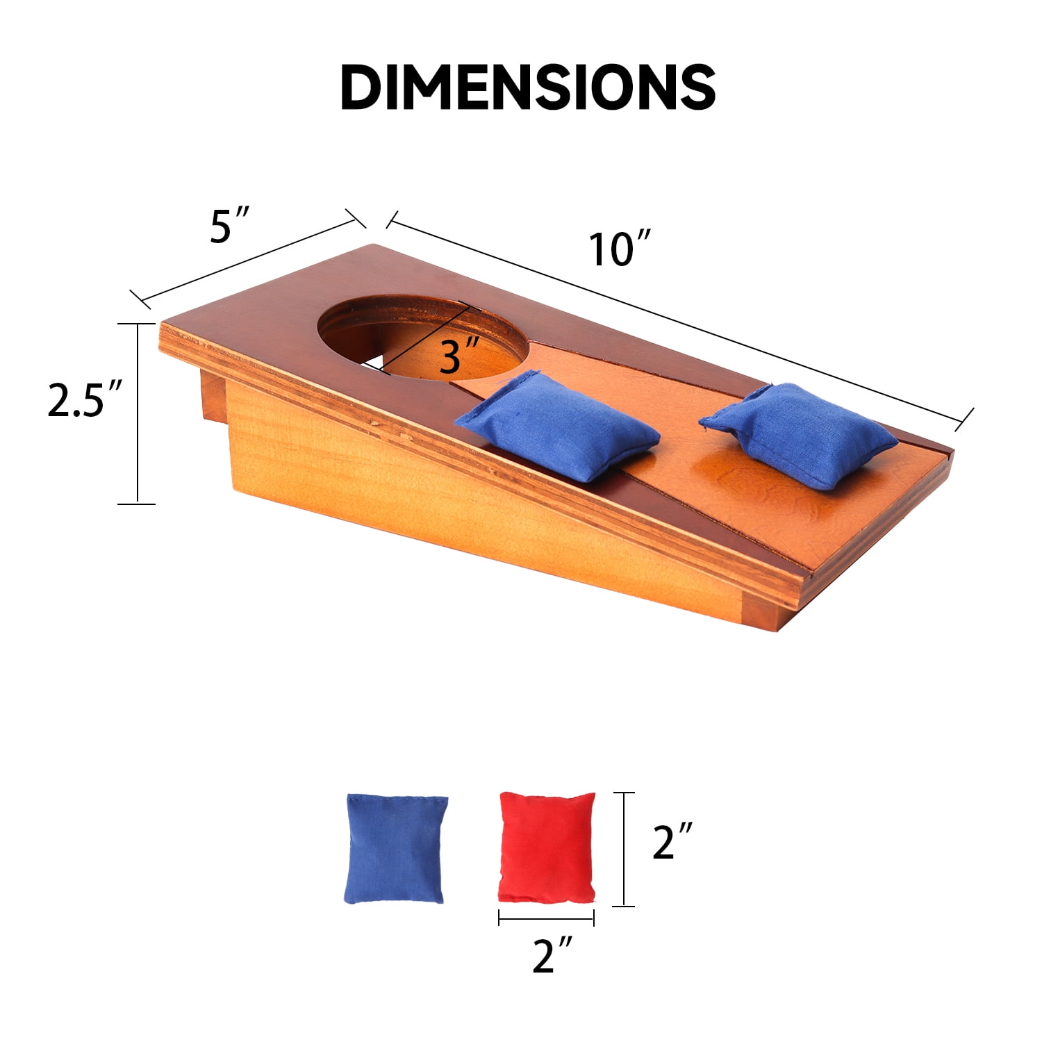 GSE Games & Sports Expert Mini Solid Wood Portable Tabletop Cornhole Toss Game Set with 8 Bean Bags for Tailgate Parties or Gatherings