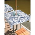 thumbnail image 2 of Outdoor Table Cloth with Umbrella Hole and Zipper, Blue Botanical Waterproof Square Tablecloth 54"x54", Vintage Botanical Birds Washable Table Cover for Outside Party Patio Picnic, 2 of 8