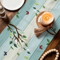 thumbnail image 3 of Easter Table Runner - 48 Inch Long Spring Watercolor Bunny Eggs Tulip Wooden Grain Cotton and Linen Blended Dress Scarves Farmhouse Table Runner for Kitchen Dining, Coffee Table, 13" x 48", 3 of 8