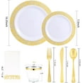 thumbnail image 2 of Dinner Plates, 50 Dessert Plates, 50 Paper Napkins, 50 Cups, 50 Gold Plastic Cutlery Set, 2 of 8