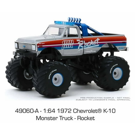 1972 Chevy K-100 Monster Truck, Kings of Crunch - Rocket - Greenlight 49060A/48 - 1/64 scale Diecast Model Toy Car