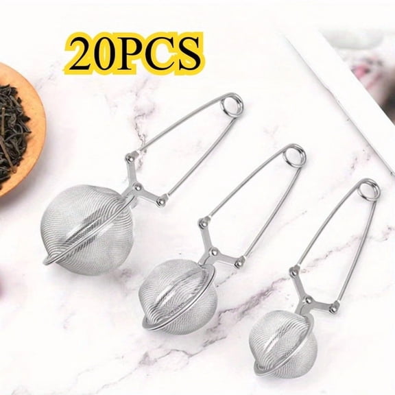 Bulk 20-Piece Loose Leaf Tea Infuser Set, Stainless Steel Snap Ball Tea Strainers with Anti-Scald Handles for Home and Office Use