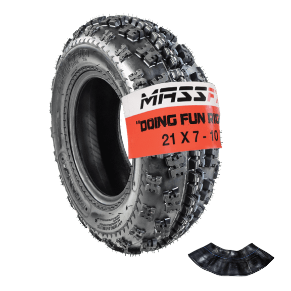 MASSFX 21x7-10 Front Tire & TR-6 Tube-ATV, UTV, & SxS-4-Ply w/ 15mm Tread Depth