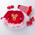 thumbnail image 1 of Robe de Princesse pour Bébé Fille Tenue de Robe 1-2e Anniversaire Robe de Mariage Noël Robe de Fête Bandeau Collants Ensemble de Chaussures, 1 of 4