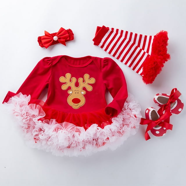 Robe de Princesse pour Bébé Fille Tenue de Robe 1-2e Anniversaire Robe de Mariage Noël Robe de Fête Bandeau Collants Ensemble de Chaussures
