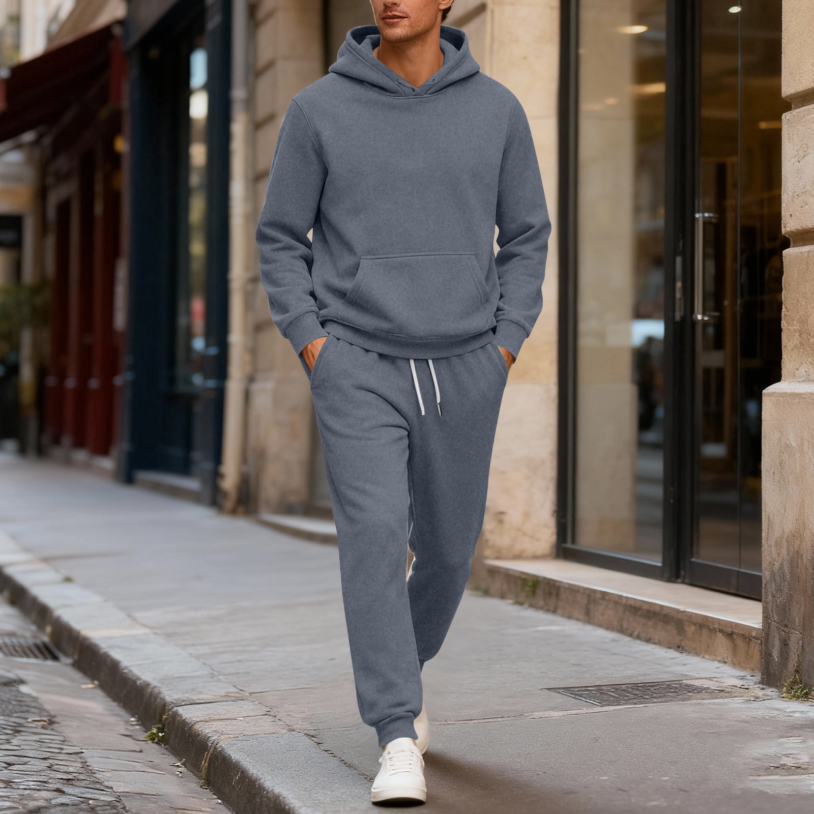 Sweatsuits for Men Gym Mens Track Suits 2 Piece Set Casual Pullover Hoodie and Sweatpants Set Autumn Sportswear Tracksuits with Pockets, Dark Gray L