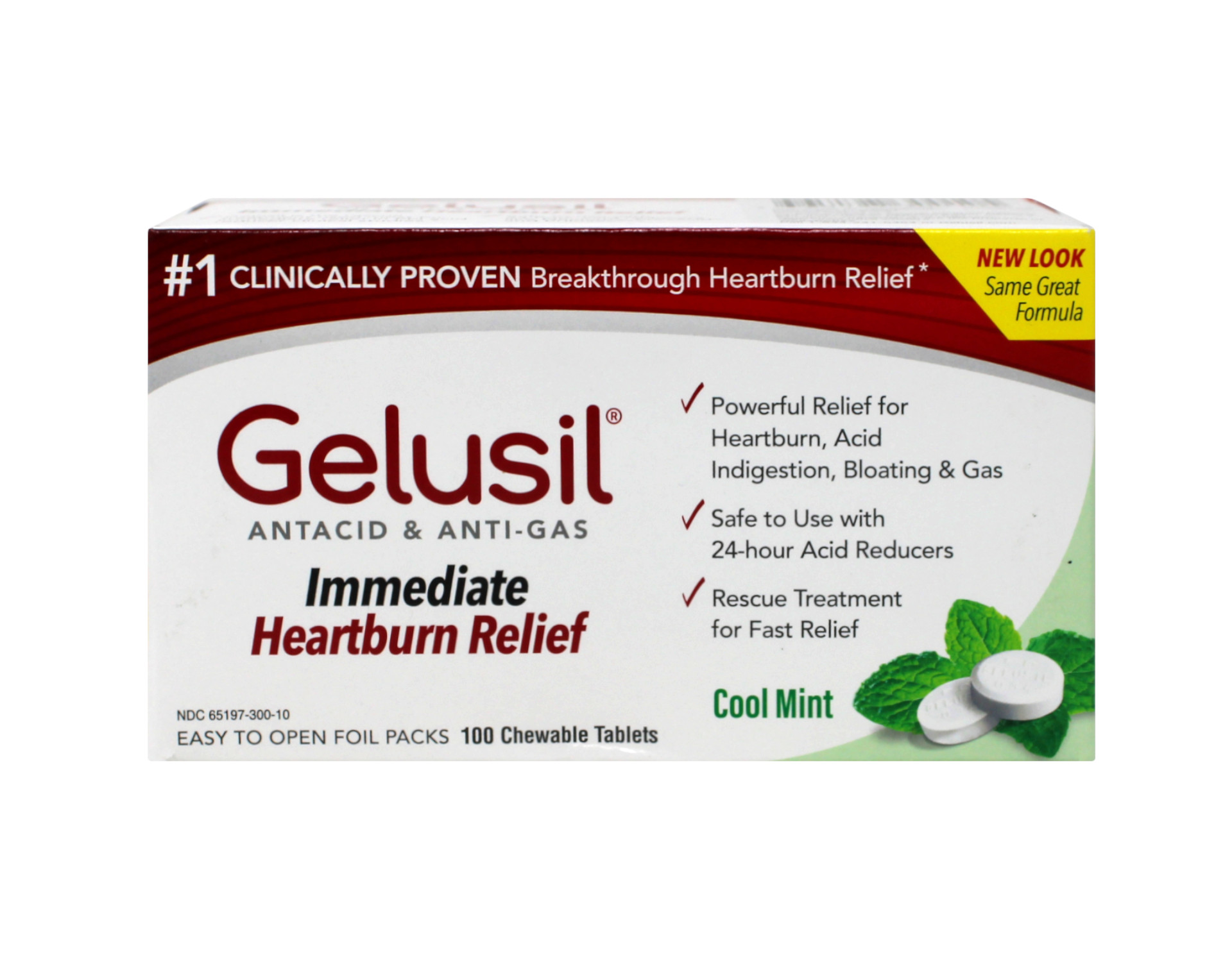 Gelusil Antacid/Anti-Gas Tablets Cool Mint, 100 Tablets (Pack of 3) - image 4 of 5