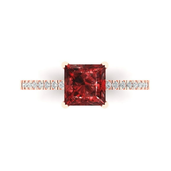 Solitaire with Accents Engagement Ring for Women - 1.62ct Natural Garnet in 18K Rose Gold Promise Ring
