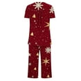 thumbnail image 5 of Sunvit-Panties Pajamas Womens Christmas 2-Piece Loungewear Set - Wine, Short Sleeve Top & Capris, Soft Stretch with Pockets, Size S-XXXL, Festive Holiday Home Wear,Size XL, 5 of 6