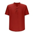 thumbnail image 6 of HaiMao Men's Henley Shirts Short Sleeve Casual Basic Tee Summer Button Henley Soild T Shirts Red-A XL(XL), 6 of 8