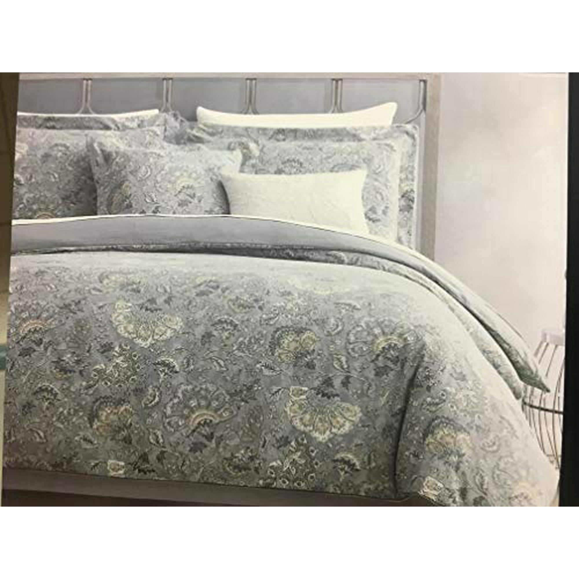 Tahari Home Jacobean Grey Ivory Taupe Cover Duvet Cover Set With Pillow Shams Queen Walmart Canada
