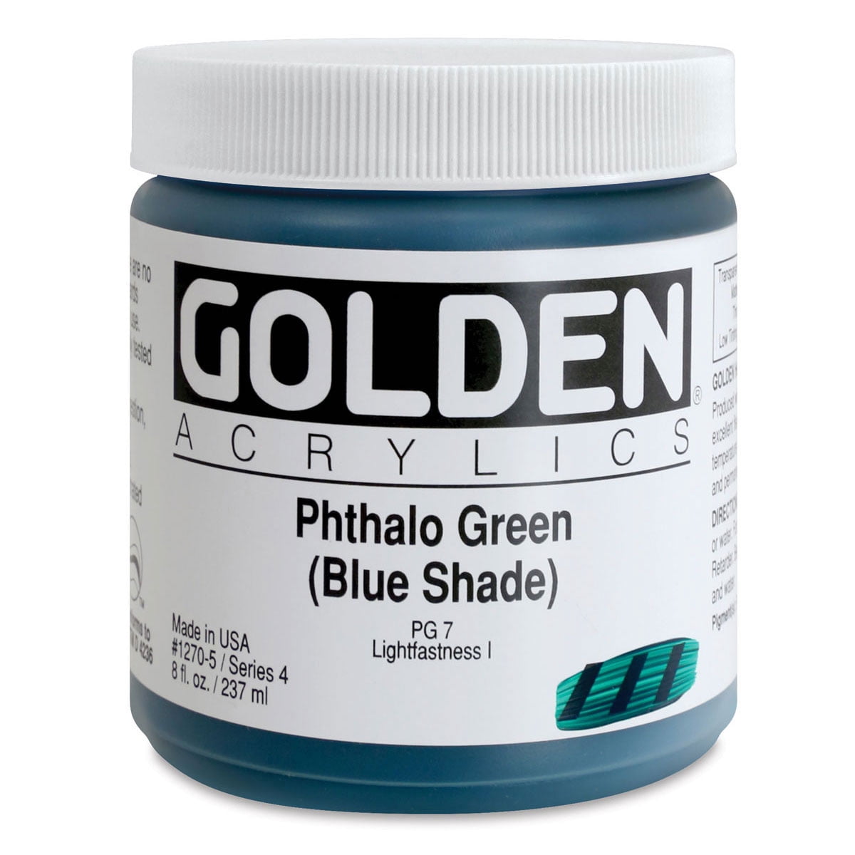 Golden Heavy Body Artist Acrylics - Phthalo Green (Blue Shade), 8 oz Jar