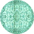 thumbnail image 1 of Ahgly Company Machine Washable Indoor Round Persian Turquoise Blue Traditional Area Rugs, 4' Round, 1 of 4