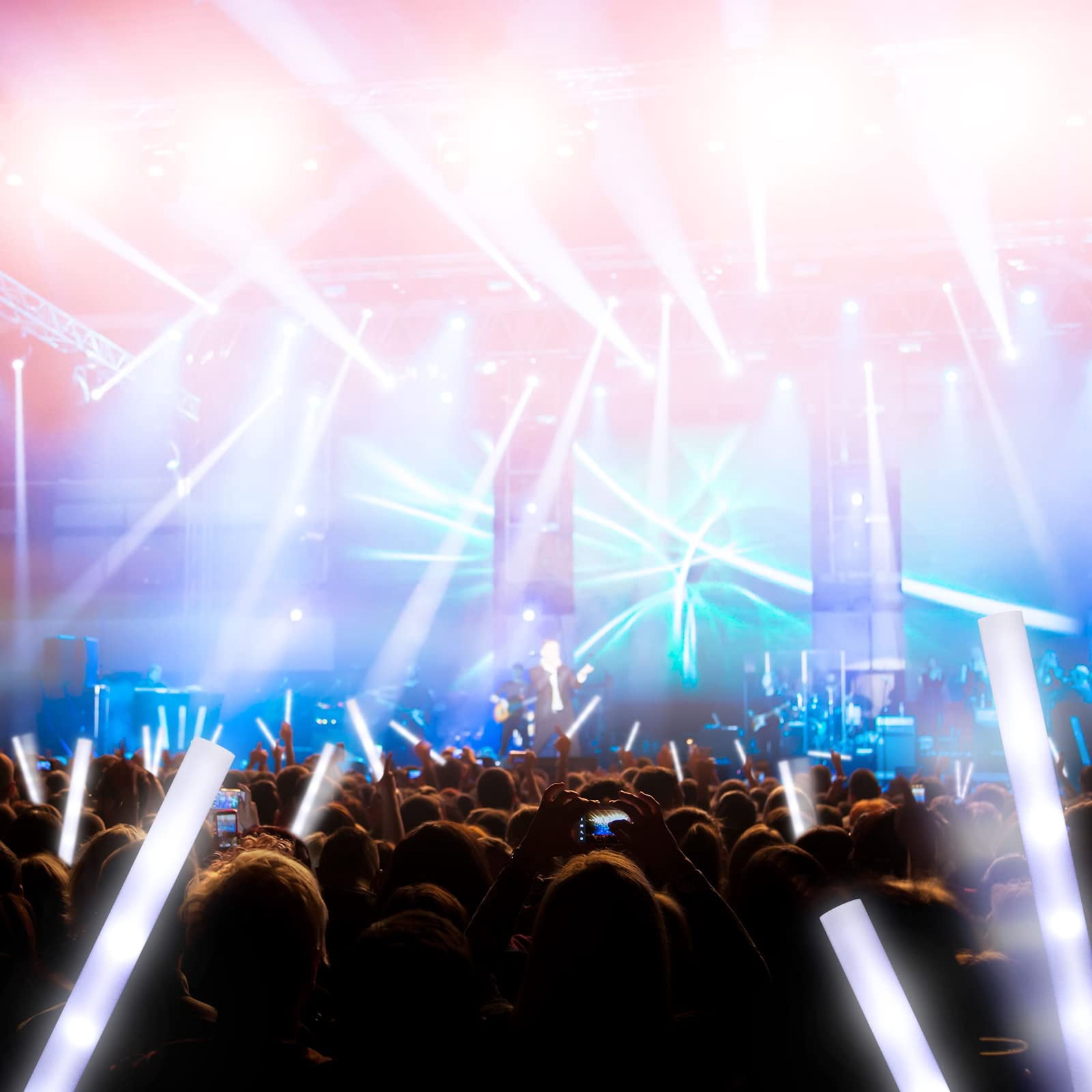 36  White Foam Sticks, Suitable for Parties, Weddings, Birthdays, Concerts, Festivals, Etc