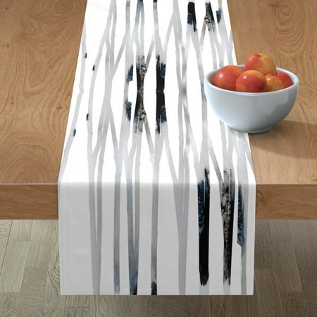 

Cotton Sateen Table Runner 72 - Gray Black Branches White Vertical Birch Trees Stripes Modern Nursery Print Custom Table Linens by Spoonflower