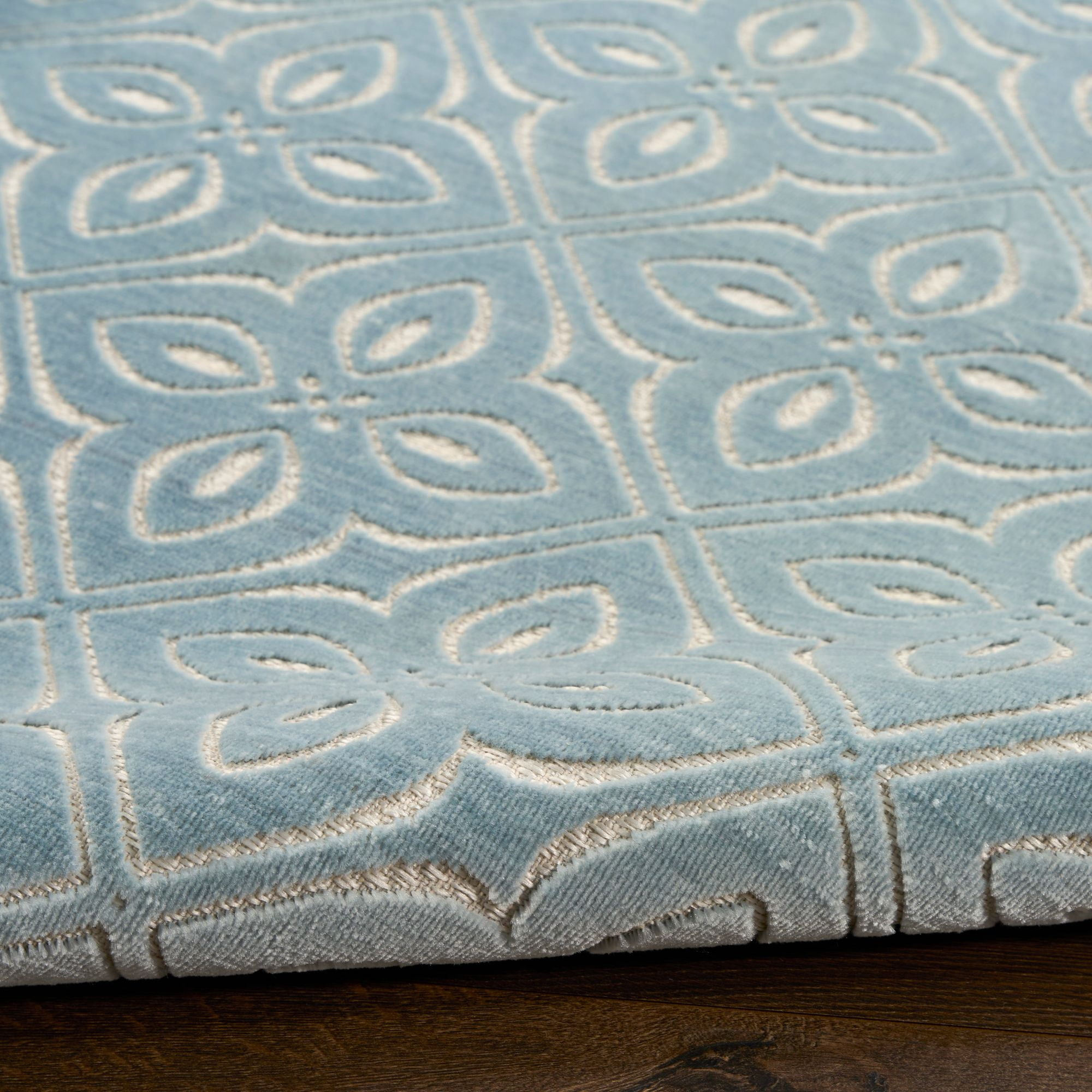 Nourison Washable Charm 2' x 6' Blue Ivory Contemporary Indoor Rug