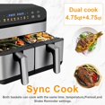 thumbnail image 3 of Double Air Fryer, 9.5QT With 2 Independent Baskets, Dual Zone Air Fryer, Family Size Healthy Oil-free Air Fryer Oven, with 10 Presets to Bake,Roast,Broil,Dehydrate & More for Quick,Easy Meals, 3 of 7