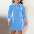 thumbnail image 4 of Tdoqot Girls Velvet Sequin Dress- Long Sleeve Luxurious Soft Turndown Collar Kids Party Mini Dresses Light Blue Size 5-6 Years, 4 of 6