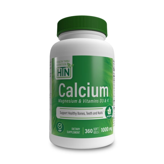 Calcium 1000mg and Magnesium 400mg (360 Softgels) with Vitamin D3 & K by Health Thru Nutrition