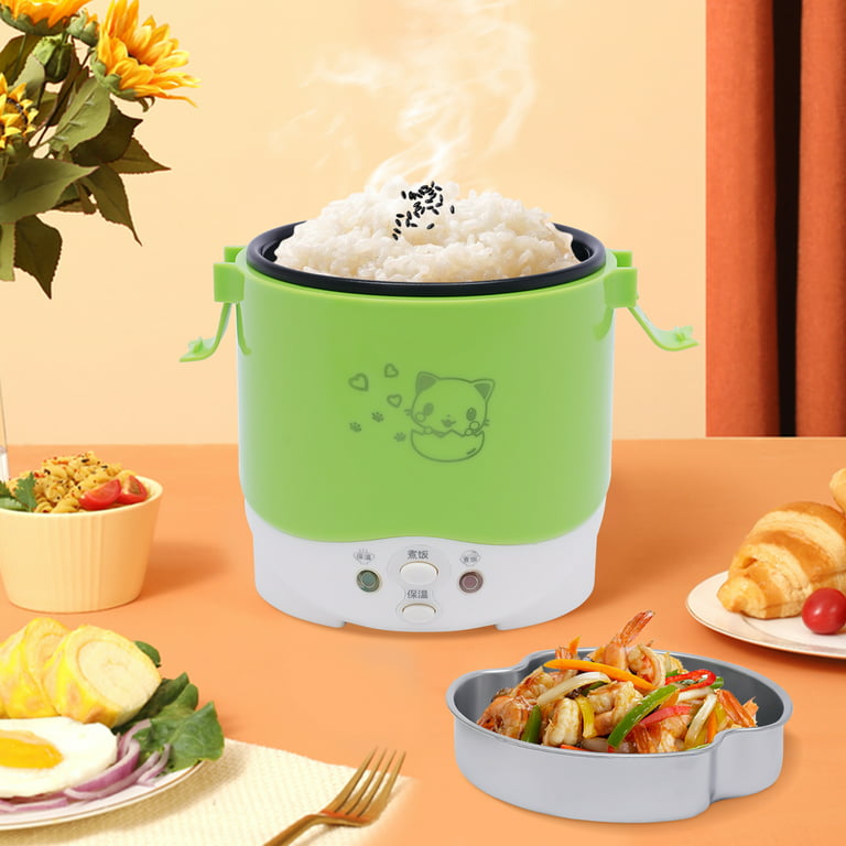 Mini Rice Cooker 1-1.5 Cups Uncooked(3 Cups Cooked), Rice Cooker Small with  Bento Box, Removable Nonstick Pot, One Touch&Keep Warm Function, Portable