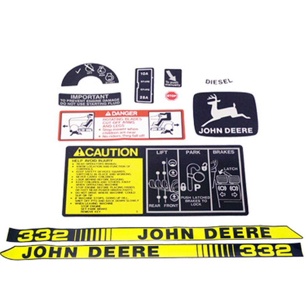 John Deere 332 Tractor Decal Kit