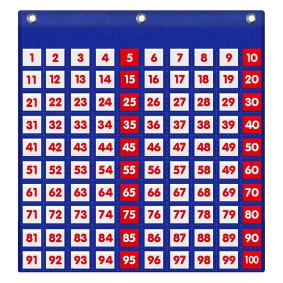 Hundreds Pocket Chart, Number 1-100 Board Pocket Chart for Teacher Lessons in A Classroom or for Use