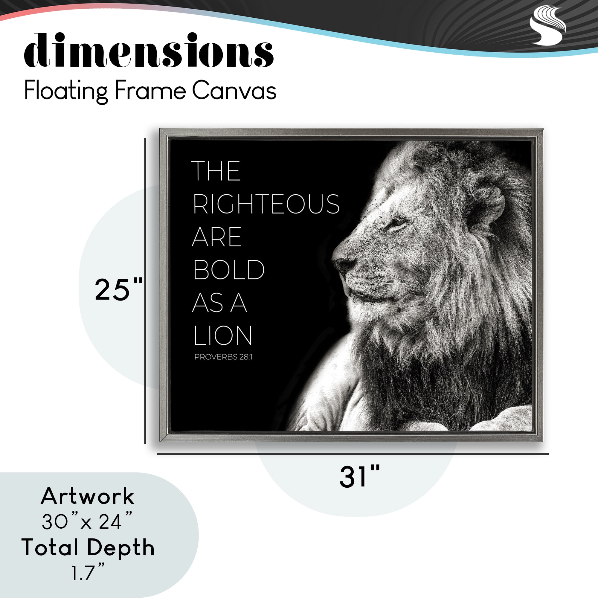 Stupell Industries The Righteous Bold As A Lion Gray Framed Floater Canvas Wall Art, design by Shelley Lake