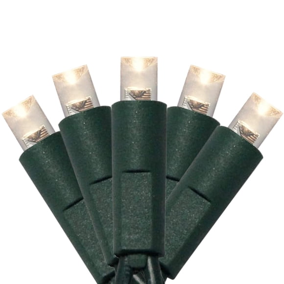 50 Count 5MM Wide Angle Led Christmas Lights Set,Outdoor Led String Lights for Garden Patio Christmas Trees Decoration,17 Feet Green Wire,Warm White