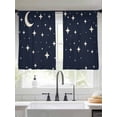 thumbnail image 2 of Navy Blue Starry Night Sheer Curtains 2 Panels Set Stars Moon Blue Simple Style Sheer Window Curtains Light Filtering Rod Pocket Voile Drapes for Bedroom Living Room 52"x54", 2 of 8